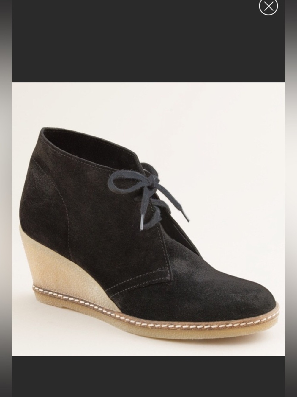 J CREW MacAlister Black Suede Rubber Wedge Ankle Boots Booties Size 8